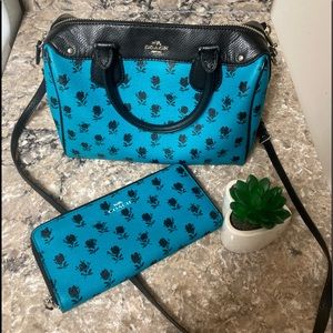 Coach Aqua black mini Bennet/ wallet set